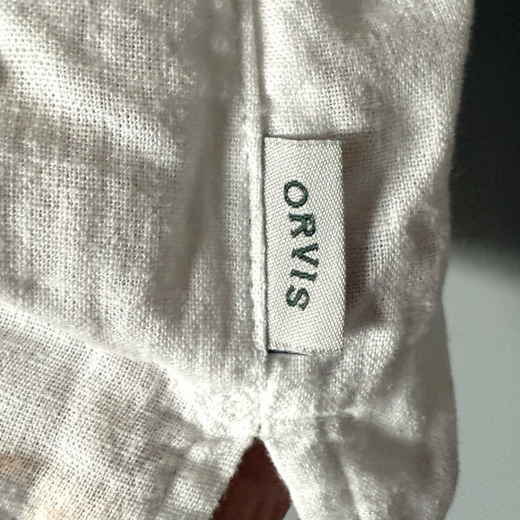 Orvis Women's Sz M Linen Blend Lightweight Short Sleeve Button Down Blouse - Picture 4 of 5